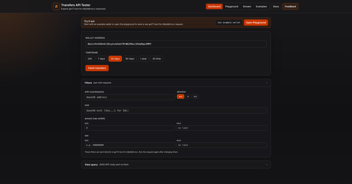 Transfers API Tester
